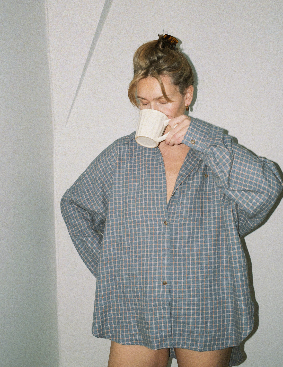 Flannel Check Shirt · blue-grey