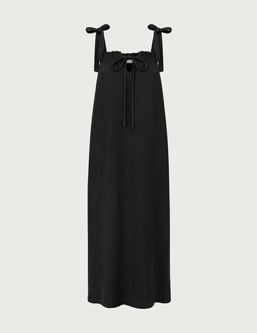 Elis Dress · Black Cotton Muslin