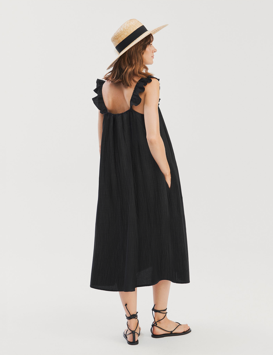 Lusia Midi Dress · black muslin