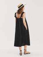 Lusia Midi Dress · black muslin