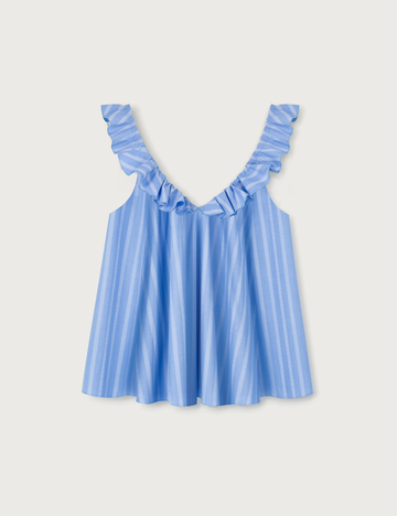 Lusia Top · stripy summer blue