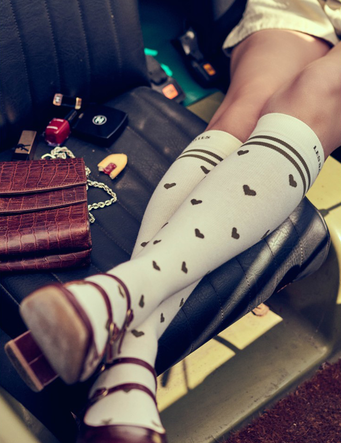 Compression socks · green hearts