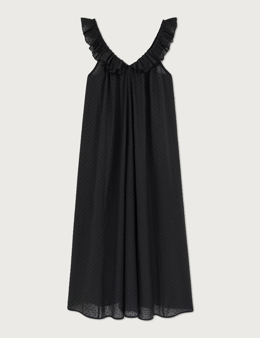 Lusia Midi Dress · soft black plumeti dots