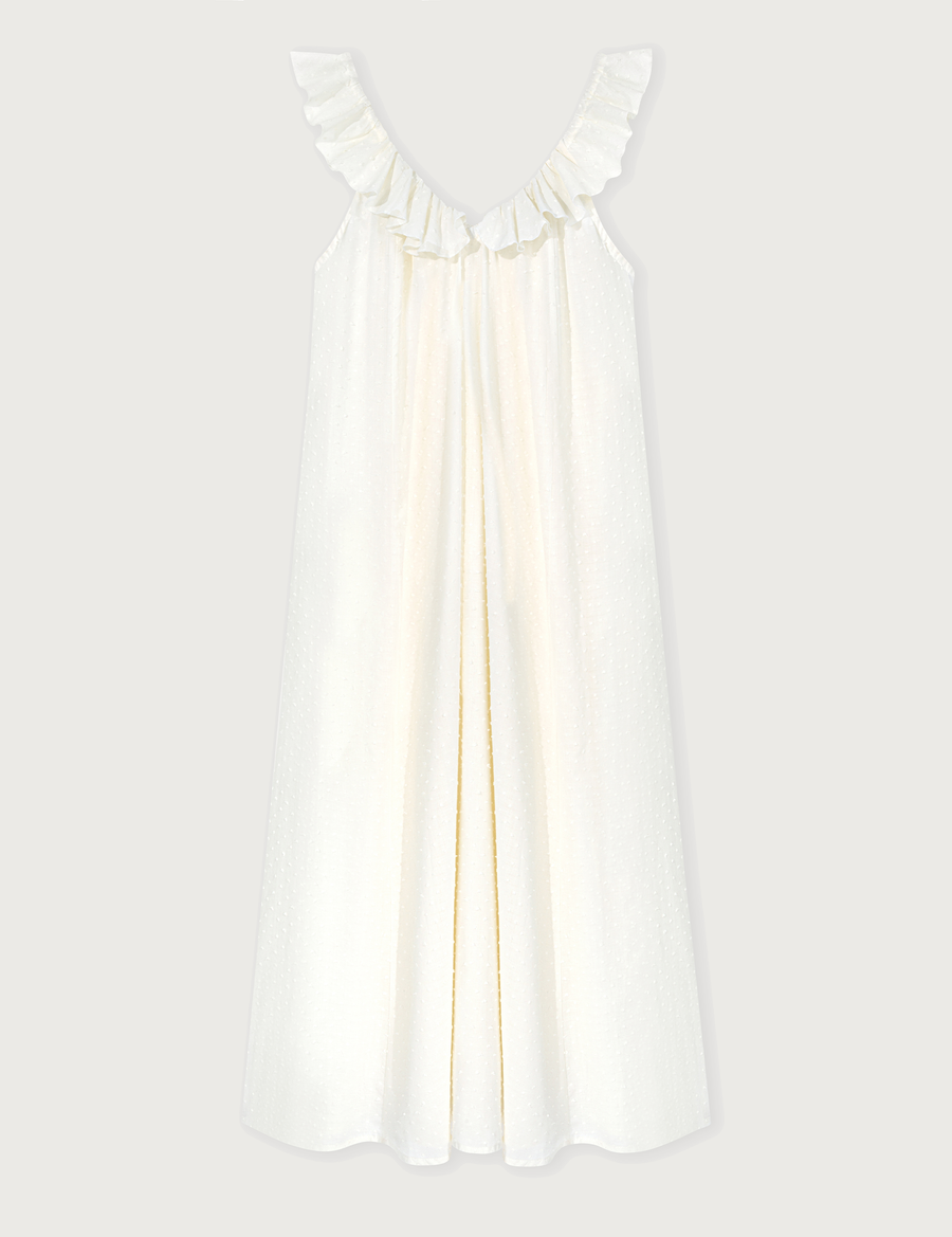 Lusia Midi Dress · cream plumeti dots