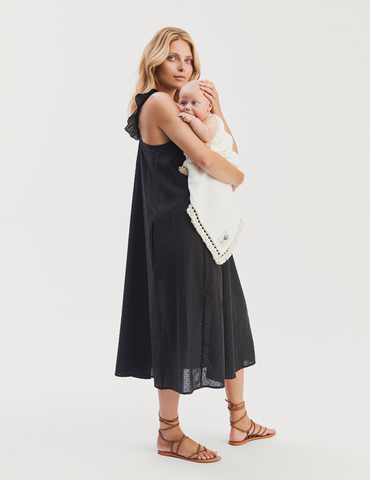 Lusia Midi Dress · soft black plumeti dots